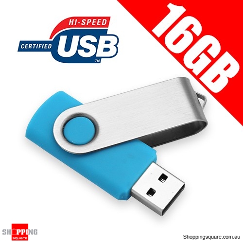 SWIVEL 16GB USB 2.0 Flash Memory Stick Card Drive 16 GB Blue Colour