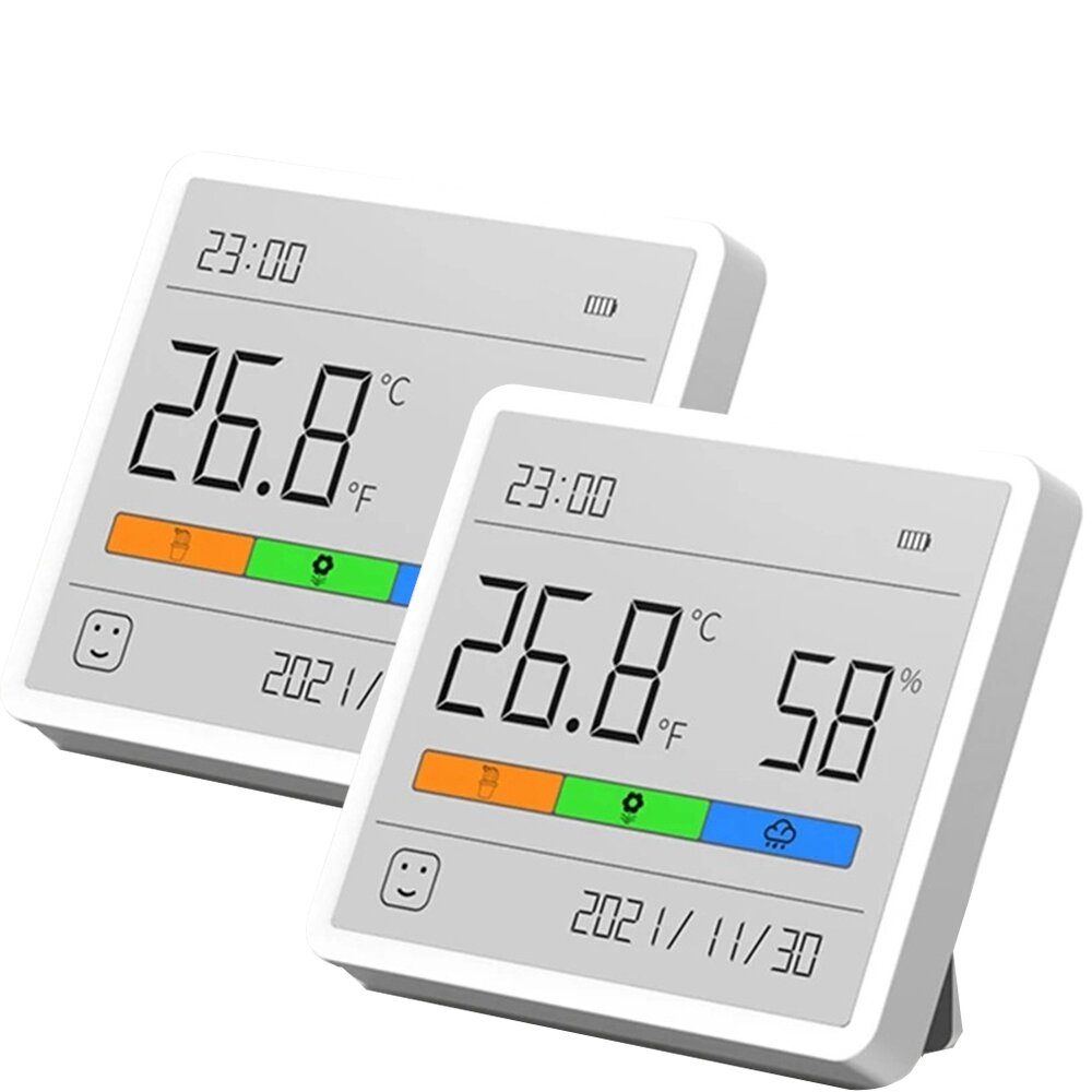 2Pcs Xiaomi DUKA Atuman TH1 Temperature Humidity Meter LCD Digital Thermometer Hygrometer Sensor Gauge Weather Station Clock Hom