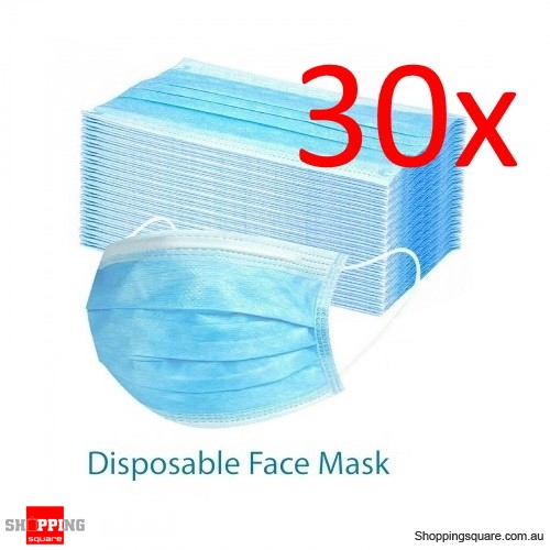 30pcs Disposable Face Masks Anti Dust 3 Layers Protective Filter