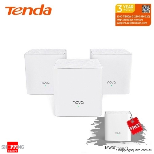 Tenda Nova MW5s AC1200 Whole Home Mesh WiFi System 3 Pack + Bonus MW3 1 Pack