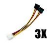 3x 4 Pin IDE Molex to 2 SATA Power Cable Splitter Adapter Bundle