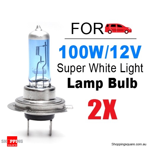 2x H7 Super White Headlight Xenon Halogen Globe Light Lamp Bulb 100W 12V