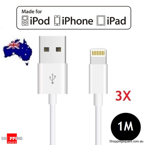 [Apple MFi Certified] 3 X 1M Lightning to USB Sync Charging Cable