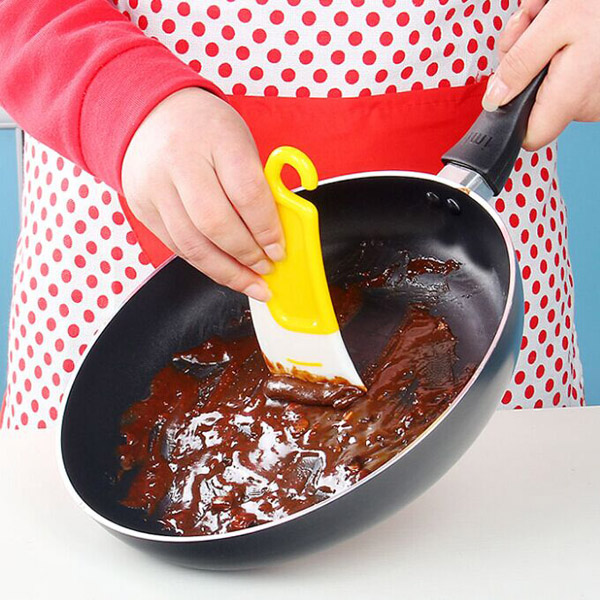 Silicone Cleaning Scraper Spatula Brush Kitchen Pan Cleaning Brush 