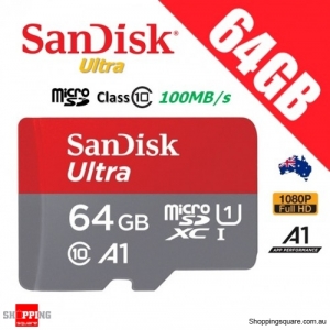 SanDisk Ultra 64GB micro SD SDXC Memory Card A1 UHS-I 100MB/s Full HD
