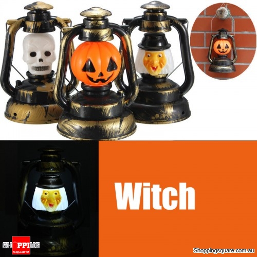 Halloween Pumpkin Skull Witch Lantern Lamp Light With Voice Laughter - Witch