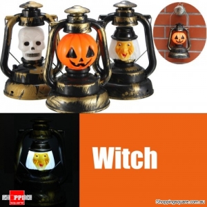 Halloween Pumpkin Skull Witch Lantern Lamp Light With Voice Laughter - Witch