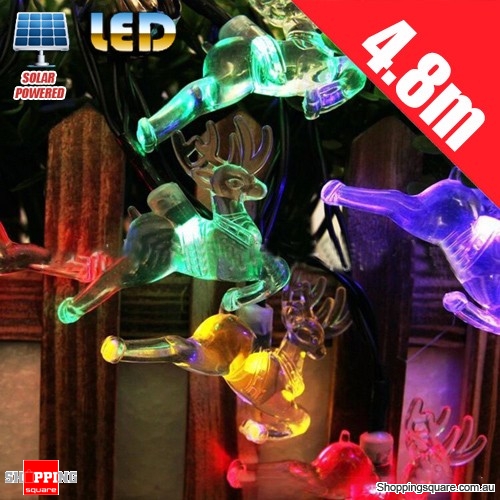 Solar Powered 4.8M 20LED Light Deer Holiday for Christmas Wedding Garden Yard Decoration Multicoloured Colorful Colour
