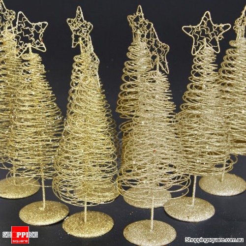 Mini Iron Christmas Tree with Star for Table Desk Decoration - Gold Colour