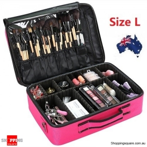 Professional Makeup Bag Portable Cosmetic Case Travel Carry Storage Box Pink Colour Size L