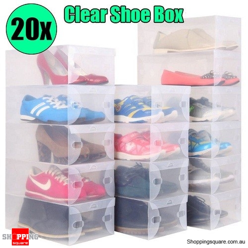 Set of 20PCS Transparent Plastic Foldable Shoe Storage Box AU Stock