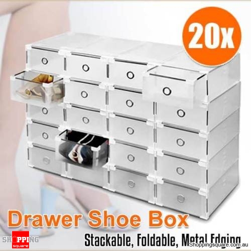Set of 20PCS Stackable & Foldable Storage Drawer Boxes for Shoes