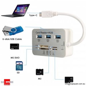 7 in 1 USB 3.1 Type-C To USB 3.0 Hub MS M2 SD TF Card Reader Hub For Macbook Google Chromebook