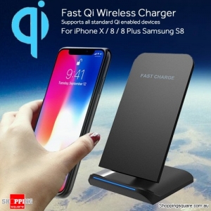 Bakeey Qi Wireless Fast Charger For iPhone X 8 Samsung S9 S8 Note 8 Black Colour