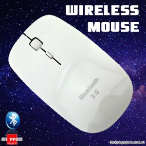 Wireless Bluetooth 3.0 Mini Slim 1600 DPI 3D Optical Mouse for Laptop PC Mac White Colour