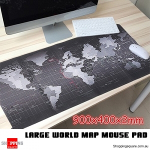 Large Size Earth World Map Mouse Pad For Laptop PC Mac Computer - 900x400x2mm 