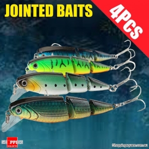 4Pcs of Multicolored 3 Sections Jointed Fishing Lures Hard Baits Minnow