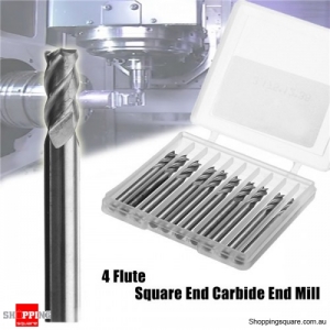 10pcs of 3.175mm Shank 4 Flute End Mill Spiral Carbide Cutter Drill Bits for CNC 