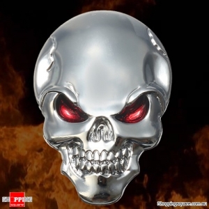 Metal Demonic Skull Bone 3D Car Motorcycle Sticker Emblem Badge Decal - Bronze Colour