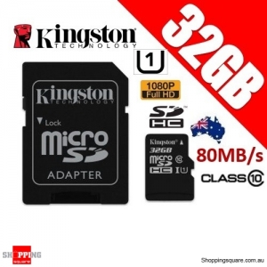 Kingston Canvas Select 32GB micro SD SDHC Memory Card 80MB/s Full HD 1080P + Adapter