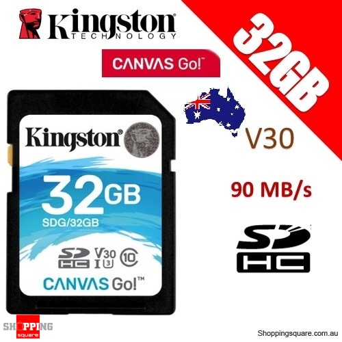 Kingston Canvas Go 32GB SD SDHC Memory Card Class 10 UHS-I U3 V30 90MB/s 4K Ultra HD