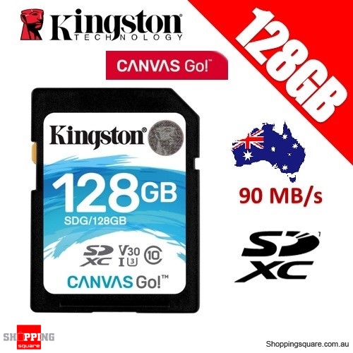 Kingston Canvas Go 128GB SD SDXC Memory Card Class 10 UHS-I U3 V30 90MB/s 4K Ultra HD