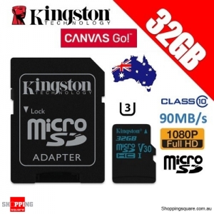 Kingston Canvas Go 32GB micro SD SDHC Memory Card Class 10 UHS-I U3 V30 90MB/s 4K Ultra HD