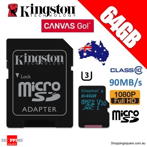 Kingston Canvas Go 64GB micro SD SDXC Memory Card Class 10 UHS-I U3 V30 90MB/s 4K Ultra HD