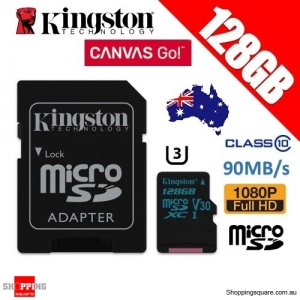 Kingston Canvas Go 128GB micro SD SDXC Memory Card Class 10 UHS-I U3 V30 90MB/s 4K Ultra HD