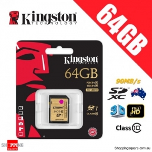 Kingston 64GB SD SDXC Memory Card UHS-I Class 10 90MB/s Full HD 1080p 3D