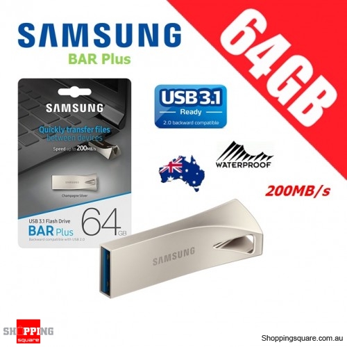 Samsung Bar Plus 64GB USB 3.1 Flash Drive Memory 200MB/s
