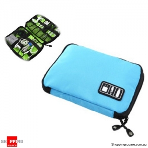 Travel Cable Storage Bag Electronic Accessories Carry Case Waterproof - Blue