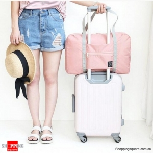 Portable Travel Storage Bag Waterproof Polyester Folding Luggage Handbag Pouch - Pink