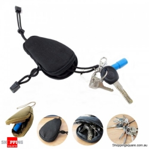 Mini Key Coins Bag Wallet Purse Pouch Pocket Keychain Zipper Case Cycling Keys Holder - Black