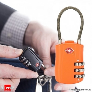 Travel Luggage Long Wire TSA Lock 3 Digit Suitcase Locks Security for Suitcase Luggage Toolbox - Orange