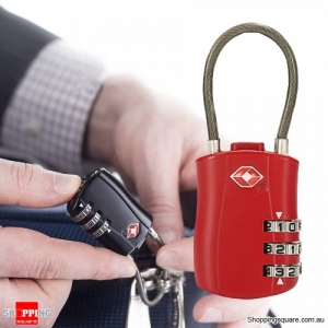 Travel Luggage Long Wire TSA Lock 3 Digit Suitcase Locks Security for Suitcase Luggage Toolbox - Red