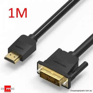 HDMI to DVI Cable 24Pin+1 HDMI 19 Cable Adapter Support 1080P 3D - 1M