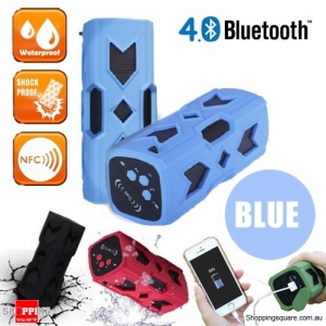 Portable USB NFC AUX Bluetooth 4.0 Wireless Waterproof  Bass Subwoofer Speaker-Blue