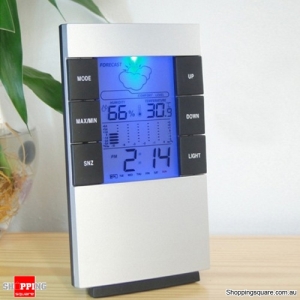 Indoor Digital LCD Hygrometer Thermometer Meter Clock Alarm for Temperature Humidity Display