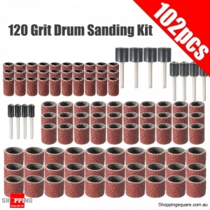 102pcs 120 Grit Drum Sanding Kit With 1/2 3/8 1/4 Inch Sanding Mandrels Fit Dremel Rotary Tools