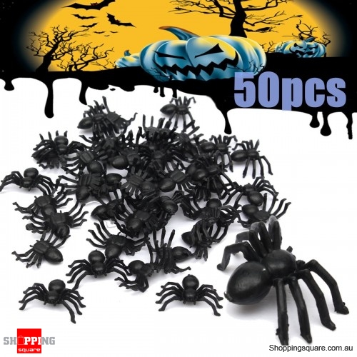 50pcs Halloween mini Plastic Spiders Spider Funny Joking Toy Decoration