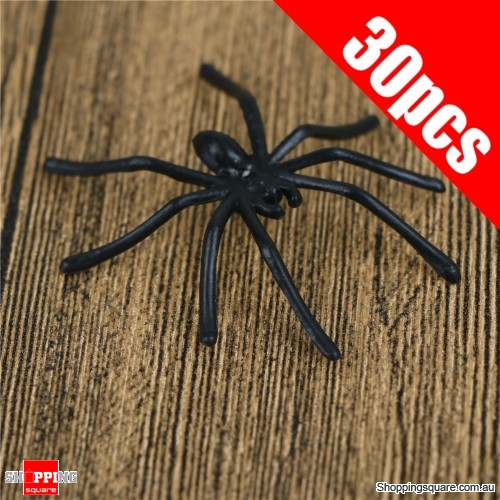 30Pcs Halloween Decorative Spiders Small Plastic Fake Spider Prank Haunted Decorations Black