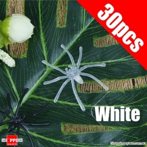 30Pcs Halloween Decorative Spiders Small Plastic Fake Spider Prank Haunted Decorations White