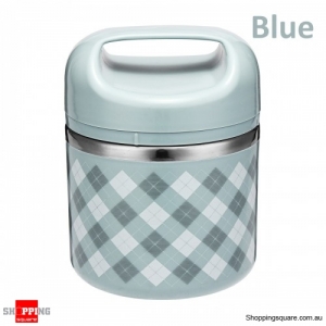 630ml Portable Stainless Steel Lunch Box Picnic Food Storage Container with spoon - Blue