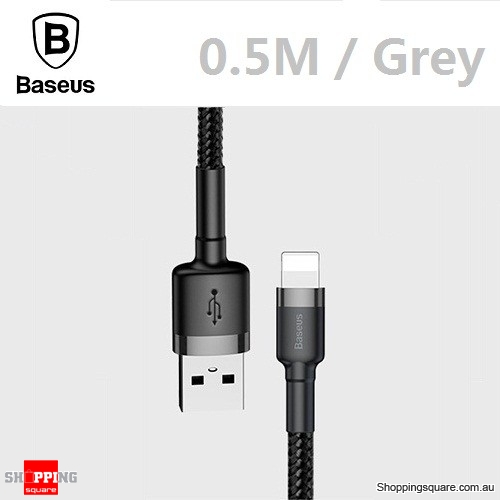 Baseus Premium 0.5M USB Data Fast Charging cable for iPhone 12 11 XR XS Max X 8 7 SE Grey Colour