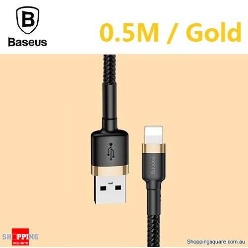 Baseus Premium 0.5M USB Data Fast Charging cable for iPhone 12 11 XR XS Max X 8 7 SE Gold Colour