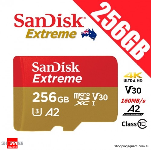 SanDisk Extreme 256GB micro SD SDXC UHS-I U3 V30 A2 160MB/s 4K Ultra HD Memory Card