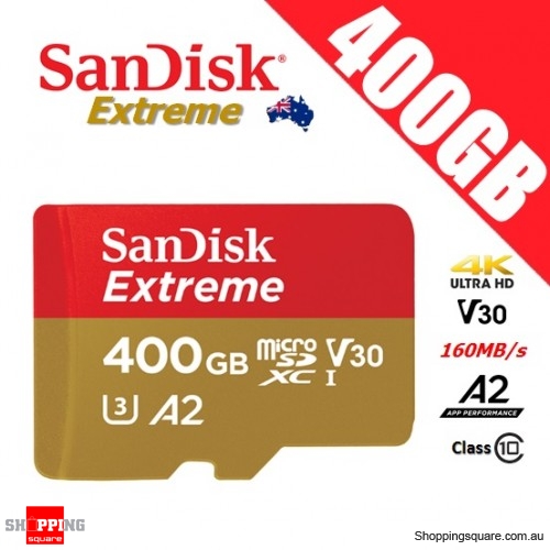 SanDisk Extreme 400GB micro SD SDXC UHS-I U3 V30 A2 160MB/s 4K Ultra HD Memory Card
