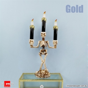 Halloween Skull Skeletal Stand LED Candles holder Decorations Lamp for Bar Party - Gold