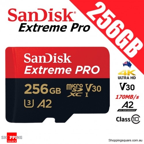 SanDisk Extreme Pro 256GB microSDXC Memory Card UHS-I U3 V30 A2 4K Full HD 170MB/s 